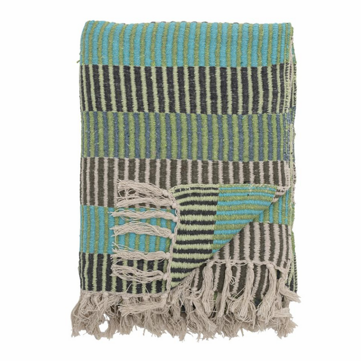 French Bazaar Bloomingville Isnel Throw Blue Recycled Cotton | Merchants Homewares