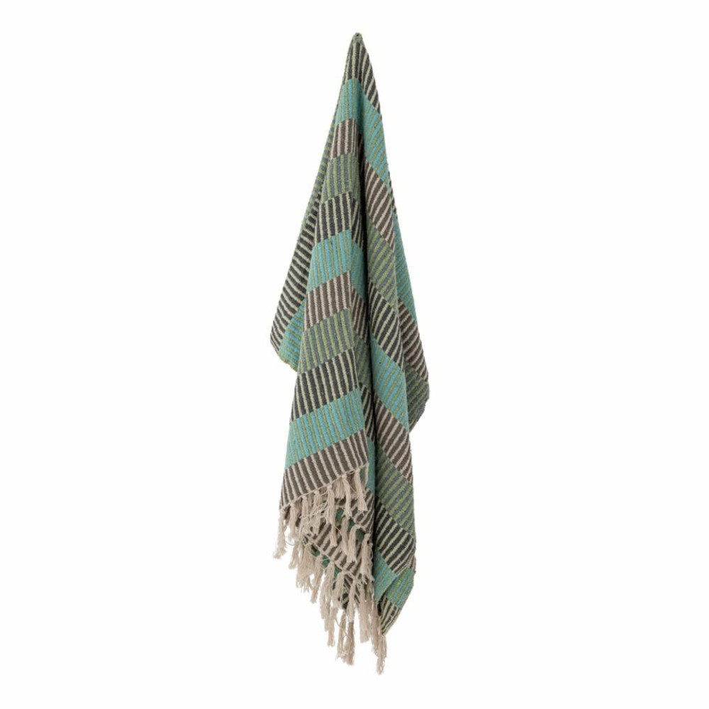 French Bazaar Bloomingville Isnel Throw Blue Recycled Cotton | Merchants Homewares