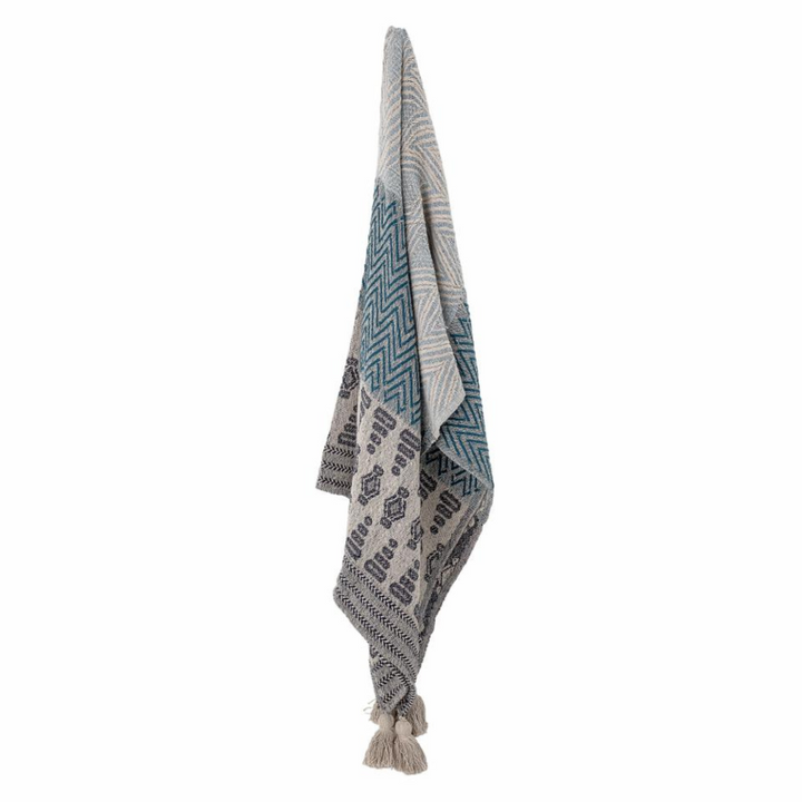 French Bazaar Bloomingville Milas Throw Blue Recycled Cotton | Merchants Homewares
