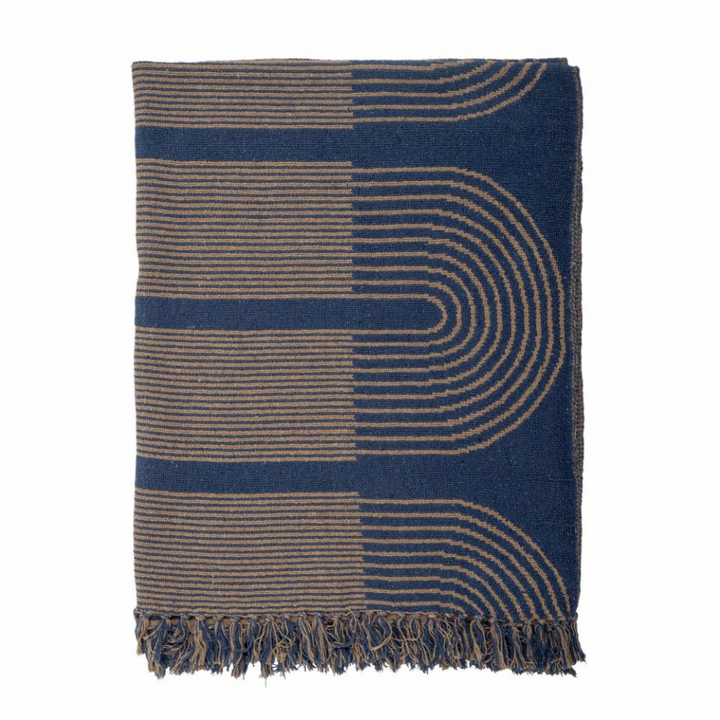 French Bazaar Bloomingville Tiffanie Throw Blue Recycled Cotton | Merchants Homewares
