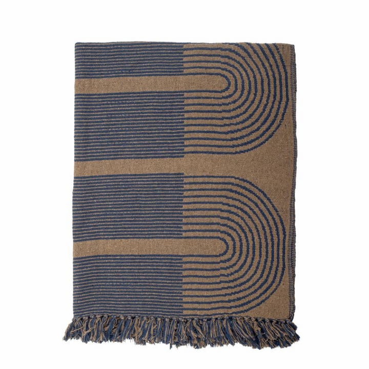 French Bazaar Bloomingville Tiffanie Throw Blue Recycled Cotton | Merchants Homewares
