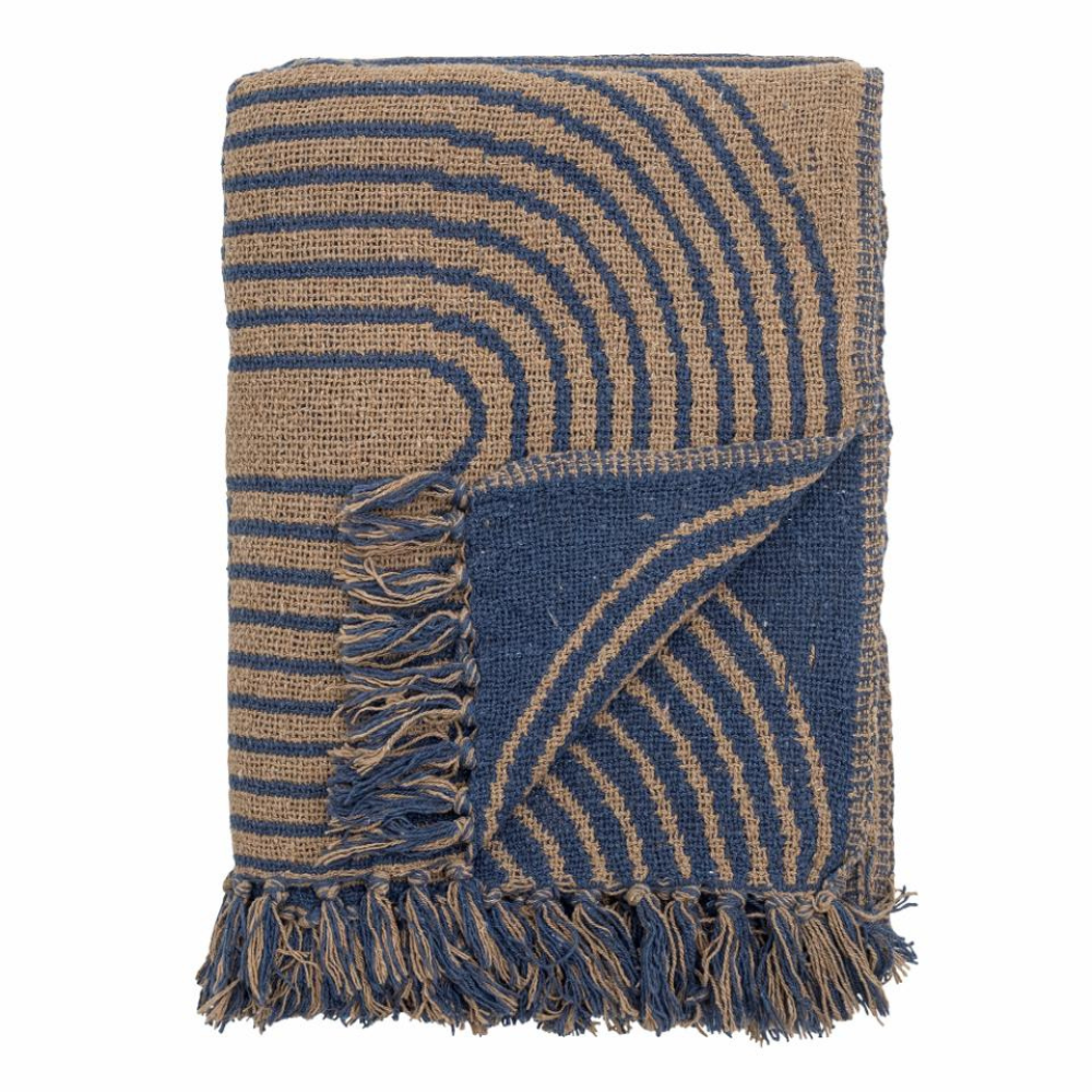 French Bazaar Bloomingville Tiffanie Throw Blue Recycled Cotton | Merchants Homewares