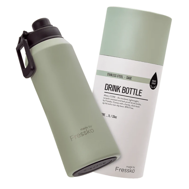 Fressko Core Drink Bottle Sage With Packaging | Merchants Homewares