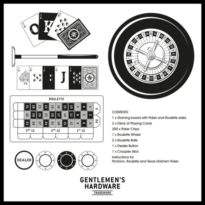 Gentlemen's Hardware Casino Night Contents | Merchants Homewares