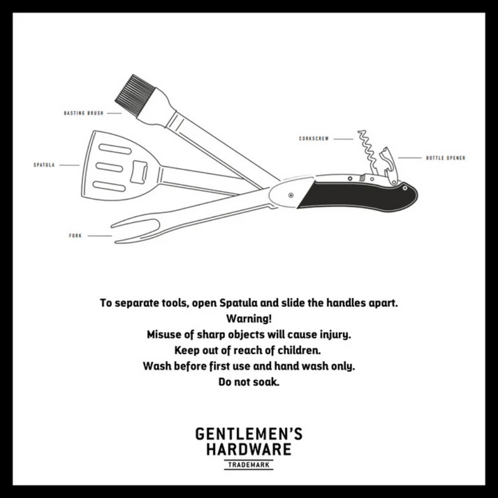 Gentlemen's Hardware BBQ Multi-Tool Diagram | Merchants Homewares
