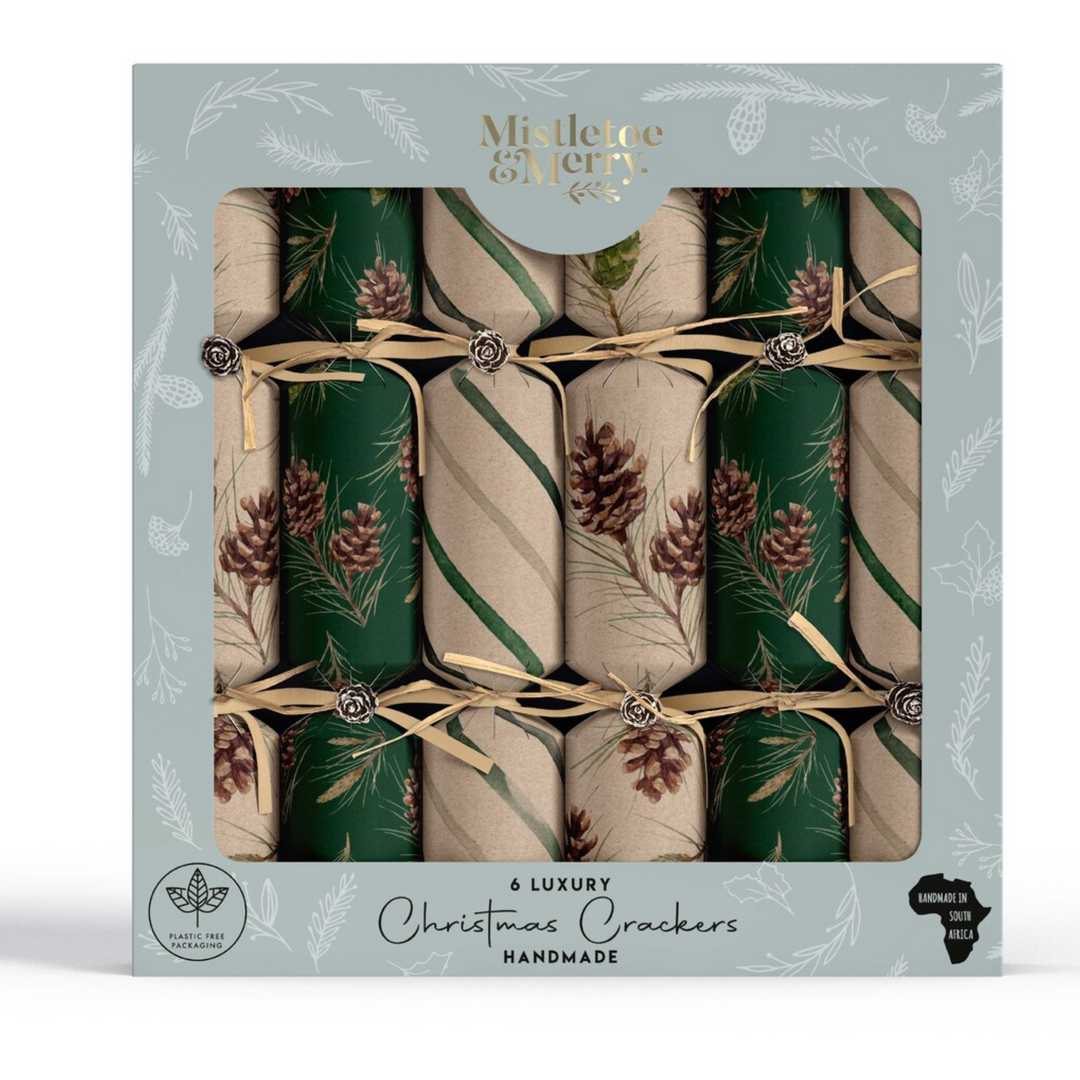 Gourmet Brands | Mistletoe & Merry Luxury - Kraft Pinecones Crackers (12) Merchant Homewares