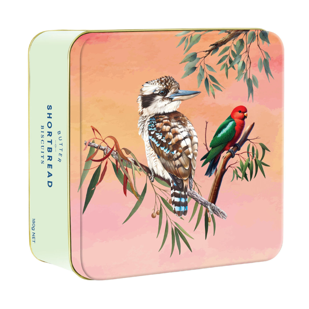 Gourmet Brands VPC Aussie Birds Kokkaburra Shortbread Tin 180g | Merchants Homewares