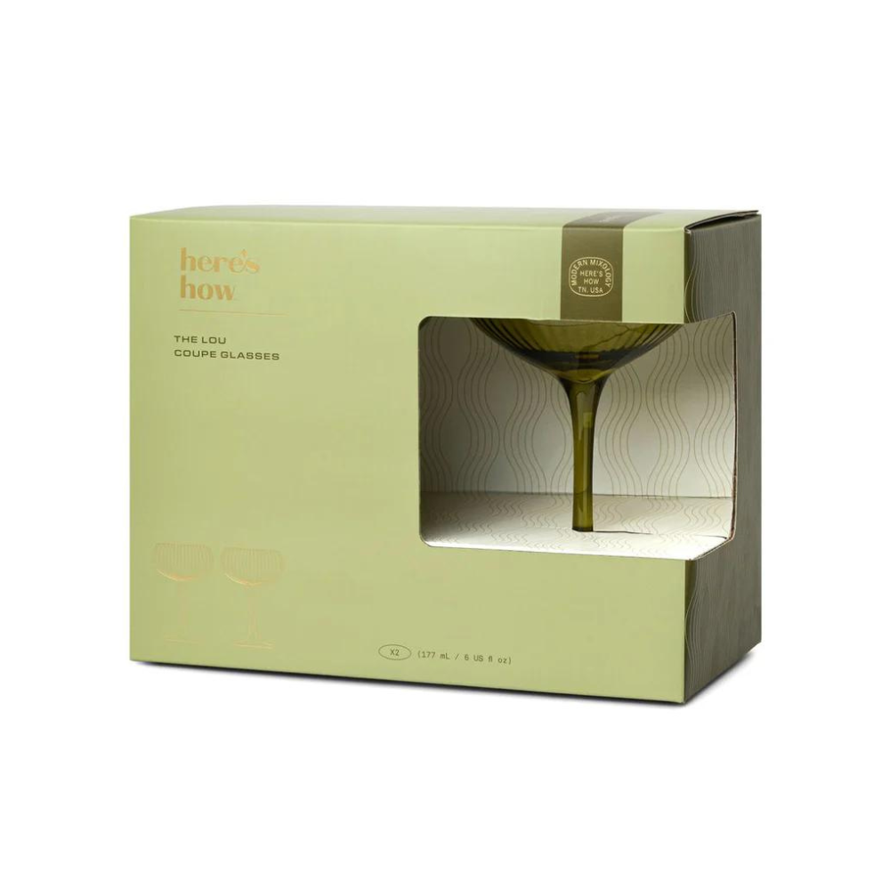 Here's How The Lou Coupe Glass Set of 2 Olive | Merchants Homewares