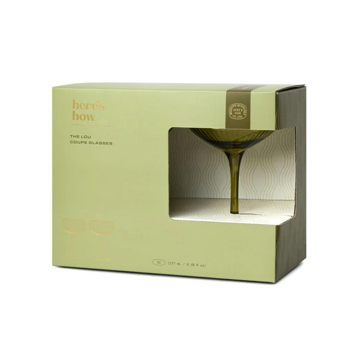 Here's How The Lou Coupe Glass Set of 2 Olive | Merchants Homewares
