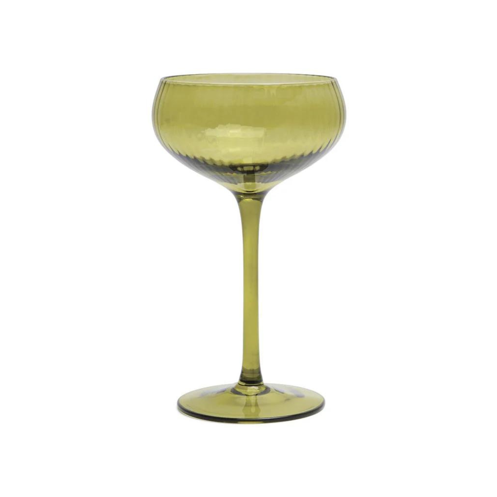 Here's How The Lou Coupe Glass Set of 2 Olive | Merchants Homewares