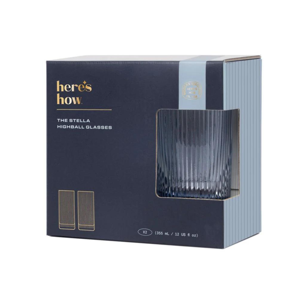 Here's How The Stella Highball Glass Set of 2 Blue | Merchants Homewares