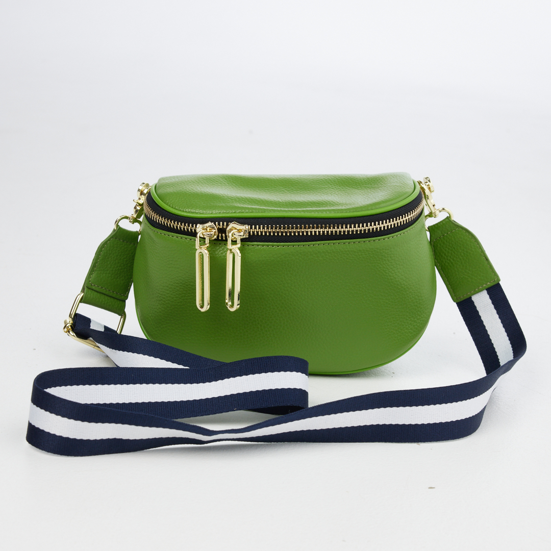 Holiday Kensington Crossbody Bag Green & Navy Stripe | Merchants Homewares