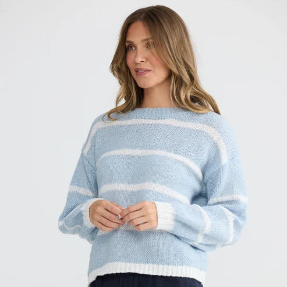 Holiday Bay Knit Blue Stripe | Merchants Homewares