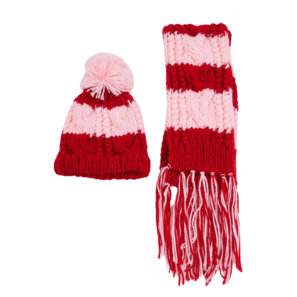 Holiday Heidi Beanie Red & Pink | Merchants Homewares