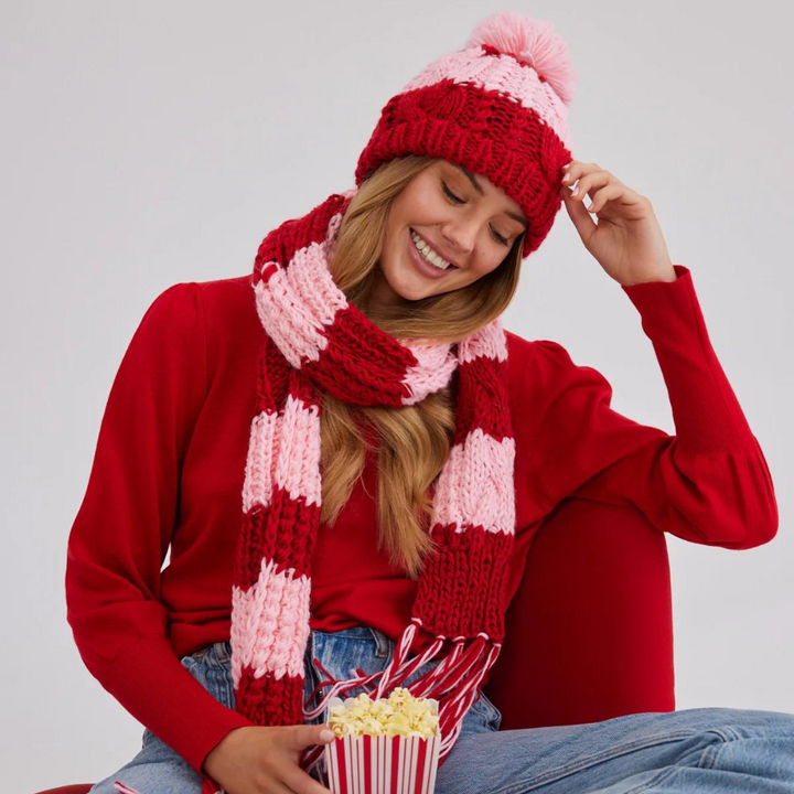 Holiday Heidi Scarf Red & Pink | Merchants Homewares