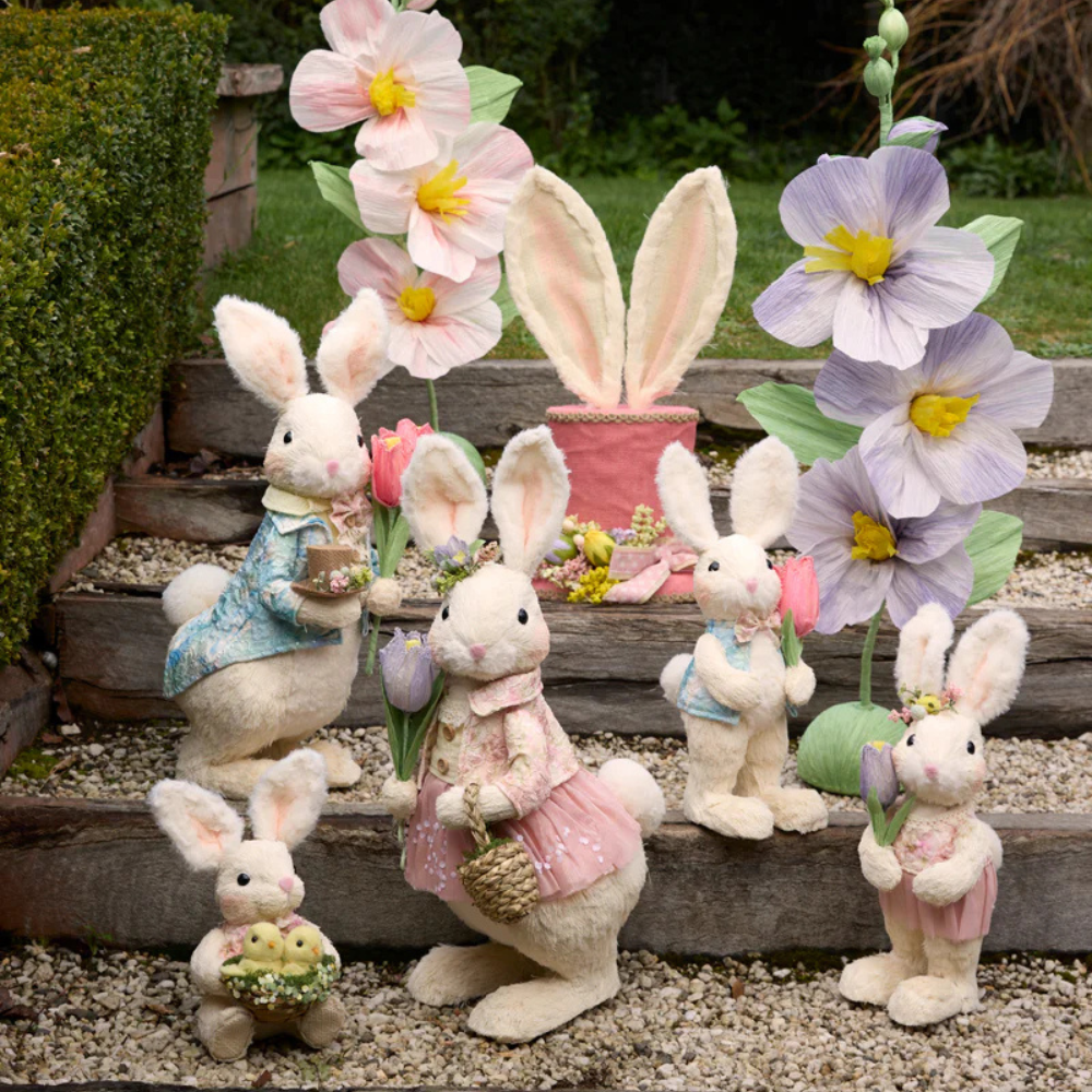 Holly & Ivy Floret Rabbit With Pink Tulip Lifestyle | Merchants Homewares
