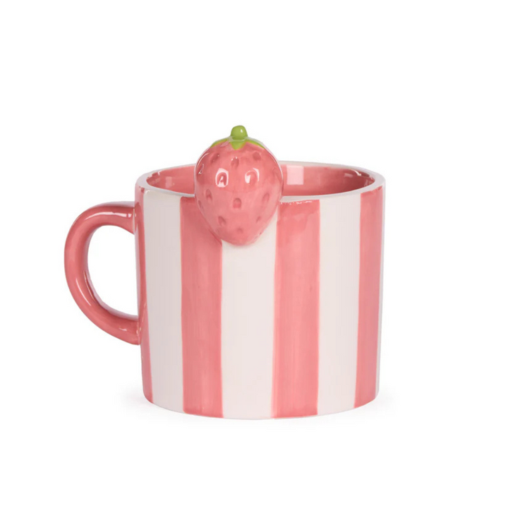 Holly & Ivy Pink Stripe Strawberry Mug | Merchants Homewares