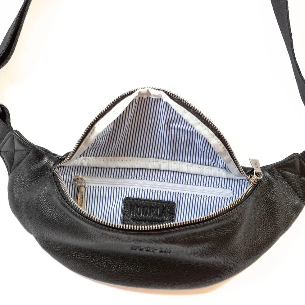 Hoopla Crossbody Bum Bag Black Interior | Merchants Homewares