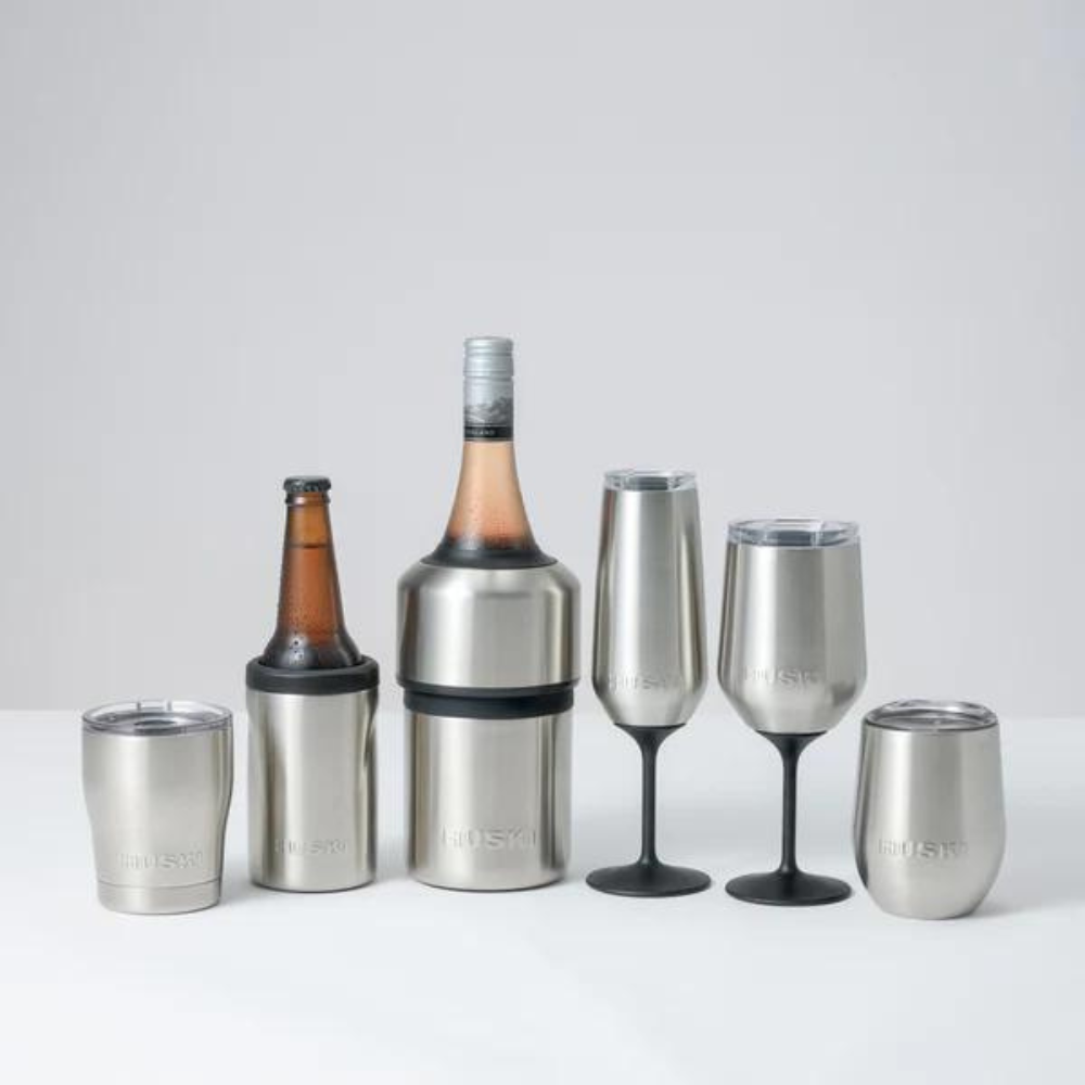 Huski Champagne Flute Brushed Stainless Lifestyle | Merchants Homewares