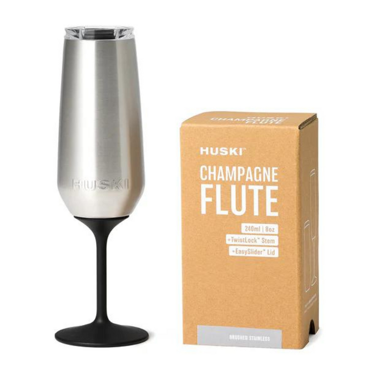 Huski Champagne Flute Brushed Stainless | Merchants Homewares