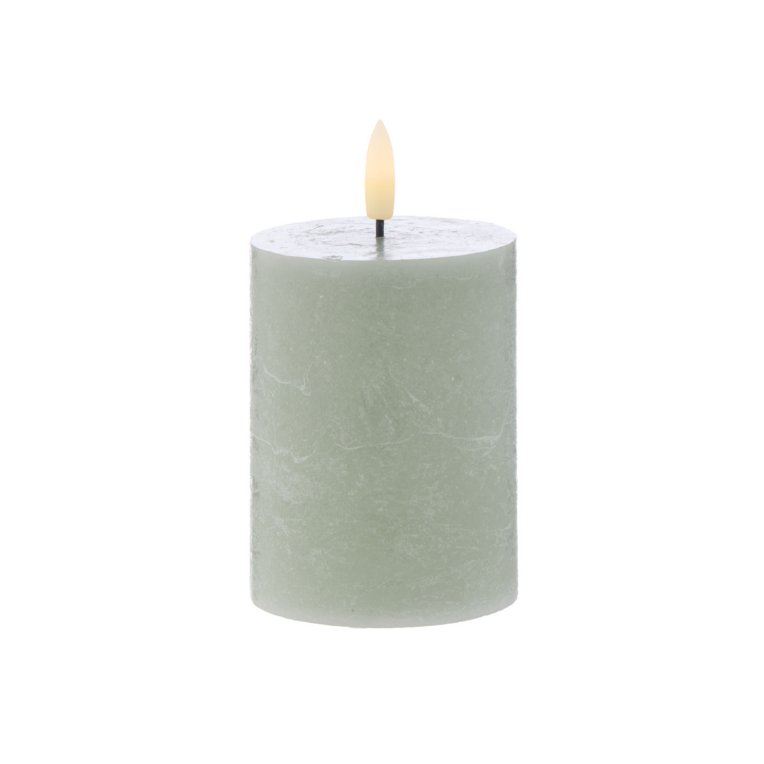 I.S Albi Amalfi Hughe LED Pillar Candle 10cm Green | Merchants Homewares