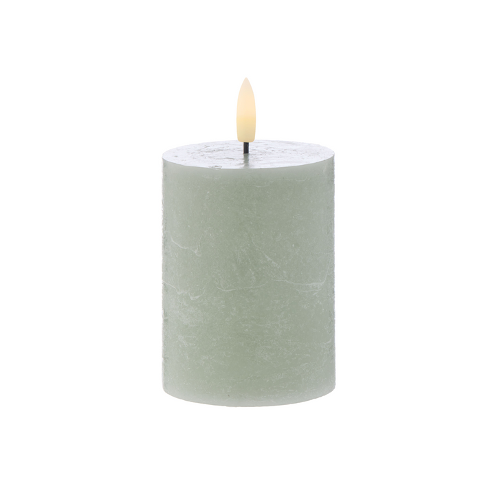 I.S Albi Amalfi Hughe LED Pillar Candle 10cm Green | Merchants Homewares