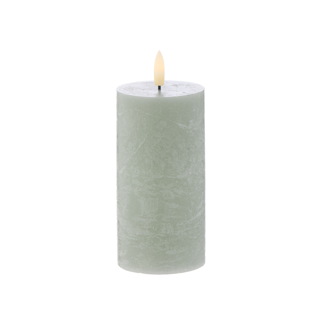 I.S Albi Amalfi Hughe LED Pillar Candle 15cm Green | Merchants Homewares