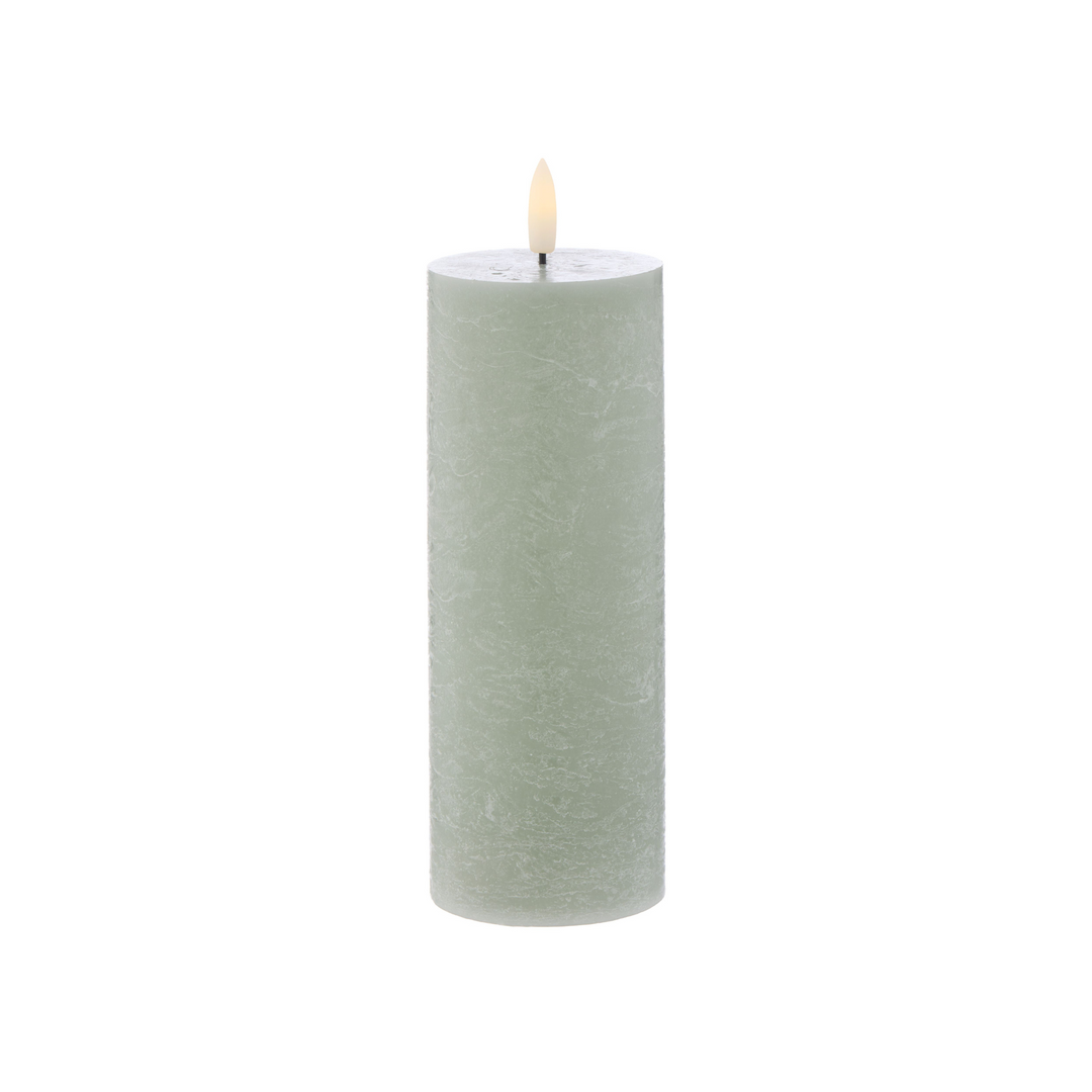 I.S Albi Amalfi Hughe LED Pillar Candle 20cm Green | Merchants Homewares