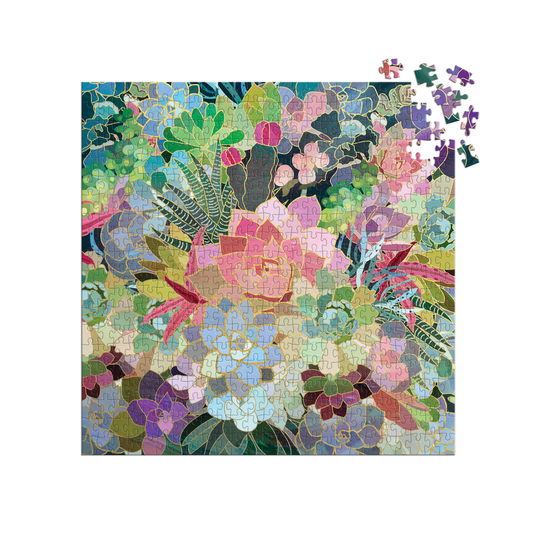 I.S Albi Galison Succulent Mosaic Foil Puzzle 500pc | Merchants Homewares