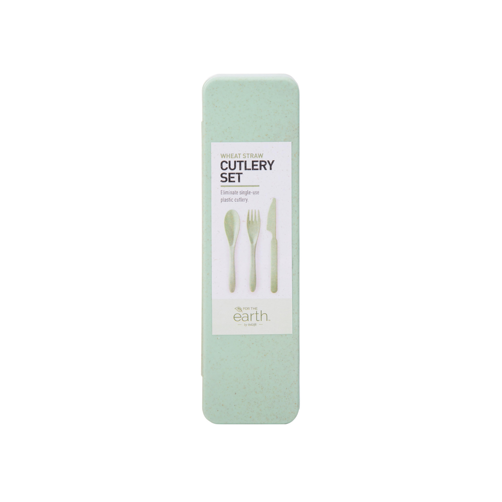 IS Albi For The Earth Wheat Straw Travel Cutlery Set Green | Merchants Homewares