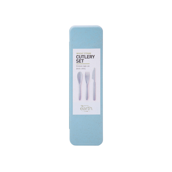 IS Albi For The Earth Wheat Straw Travel Cutlery Set Blue | Merchants Homewares