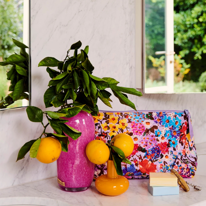 Kip & Co Forever Floral Quilted Cotton Toiletry Purse Lilac Lifestyle | Merchants Homewares