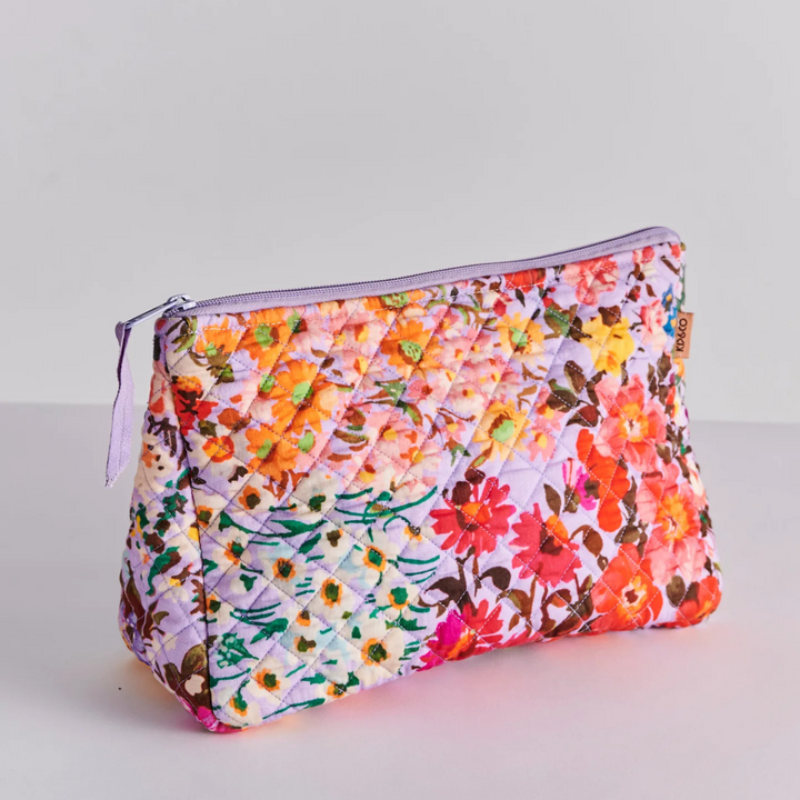 Kip & Co Forever Floral Quilted Cotton Toiletry Purse Lilac | Merchants Homewares