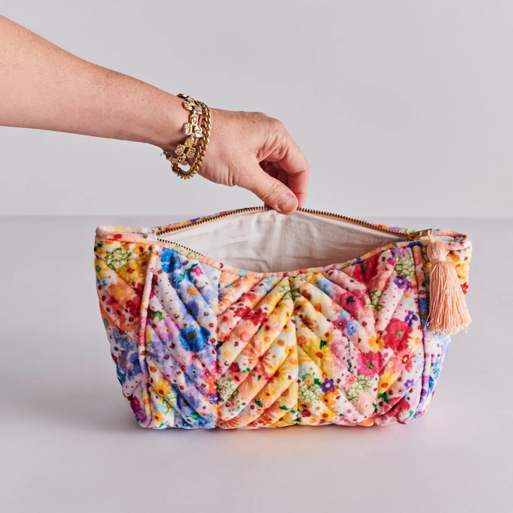 Kip & Co Velvet Toiletry Bag Posie Lane Open | Merchants Homewares