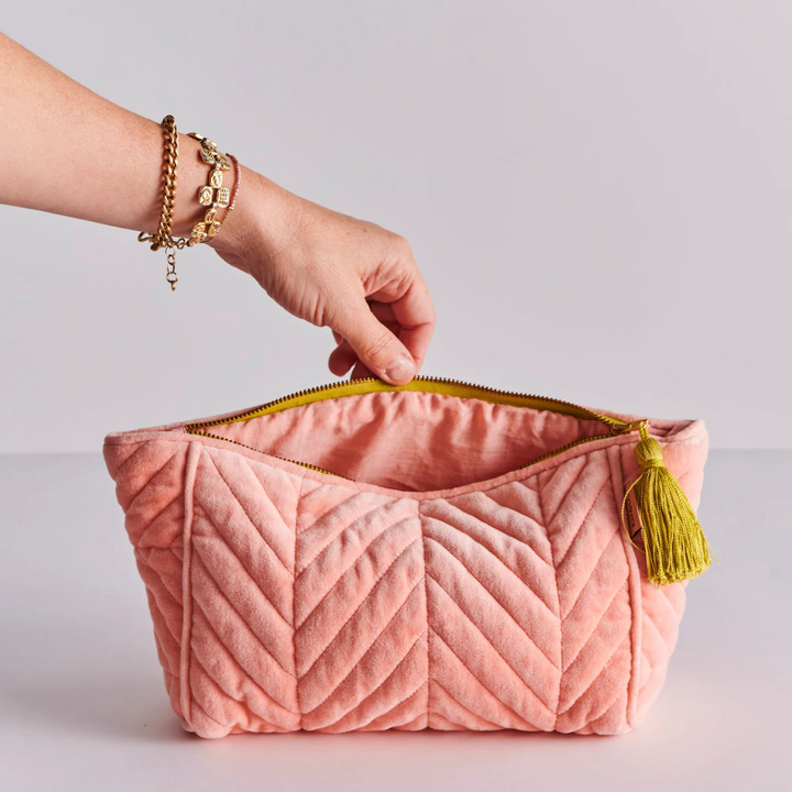 Kip & Co Velvet Toiletry Bag Tuscan Sunset Open | Merchants Homewares