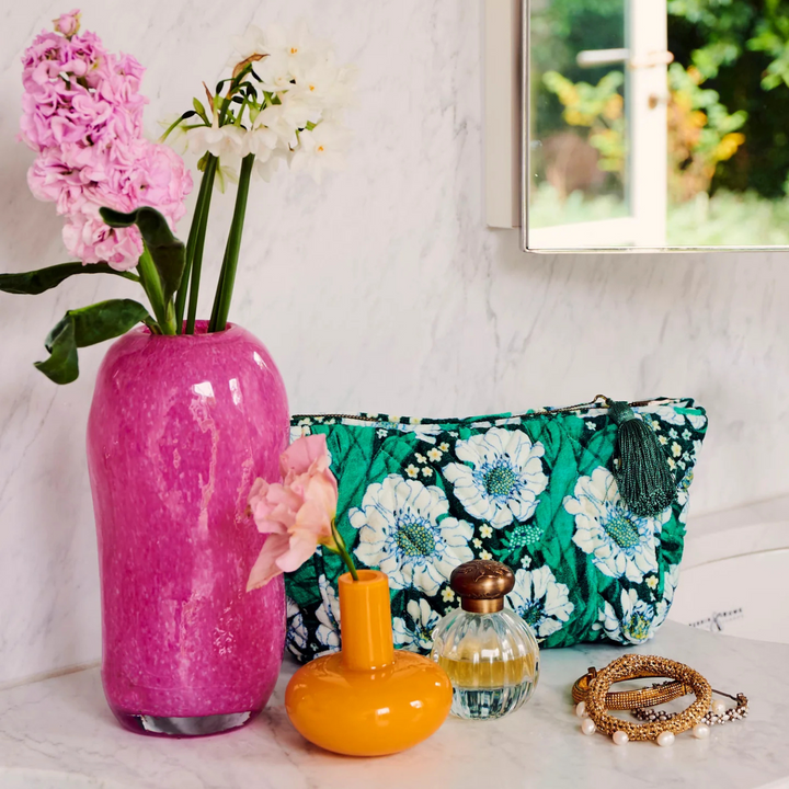 Kip & Co Velvet Toiletry Bags Tumbling Flowers Green Lifestyle | Merchants Homewares