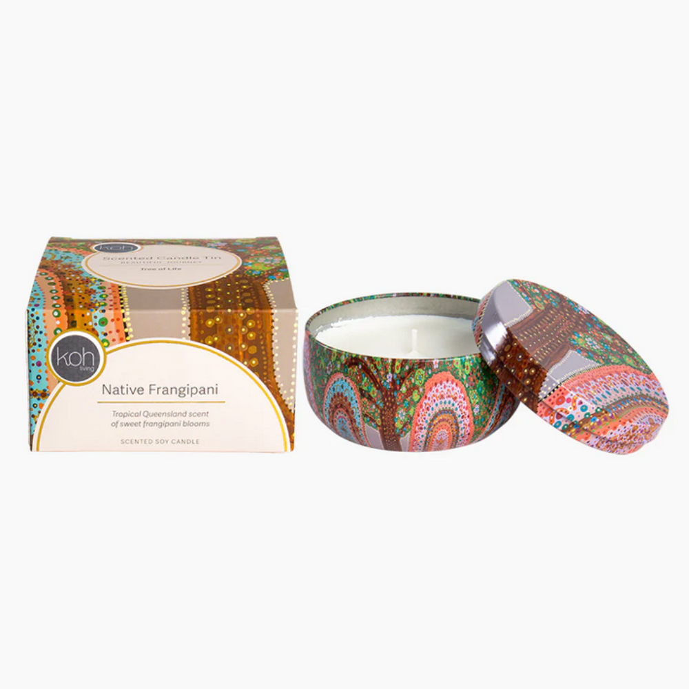 Koh Living Candle Tin Native Frangipani with Packaging | Merchants Homewares