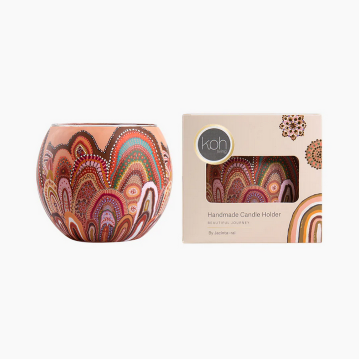 Koh Living Tealight Holder Aboriginal Home Packaged and Unpackaged | Merchants Homewares