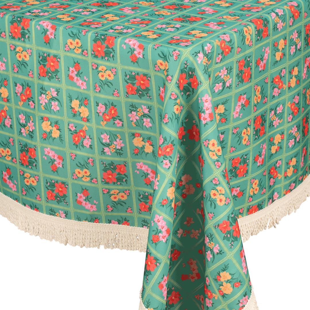 Kollab Holiday Fringed Tablecloth Vintage Patch | Merchants Homewares