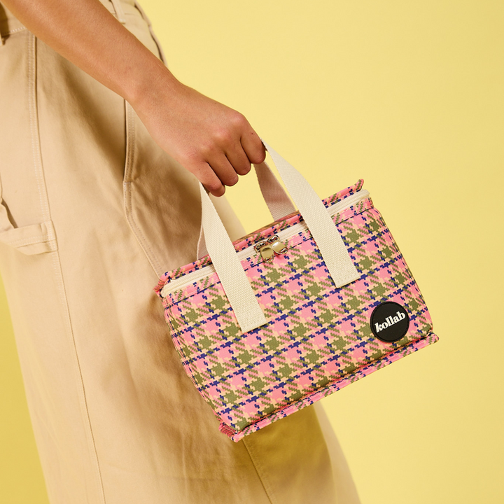 Kollab Holiday Lunch Box Pink Houndstooth Lifestyle | Merchants Homewares