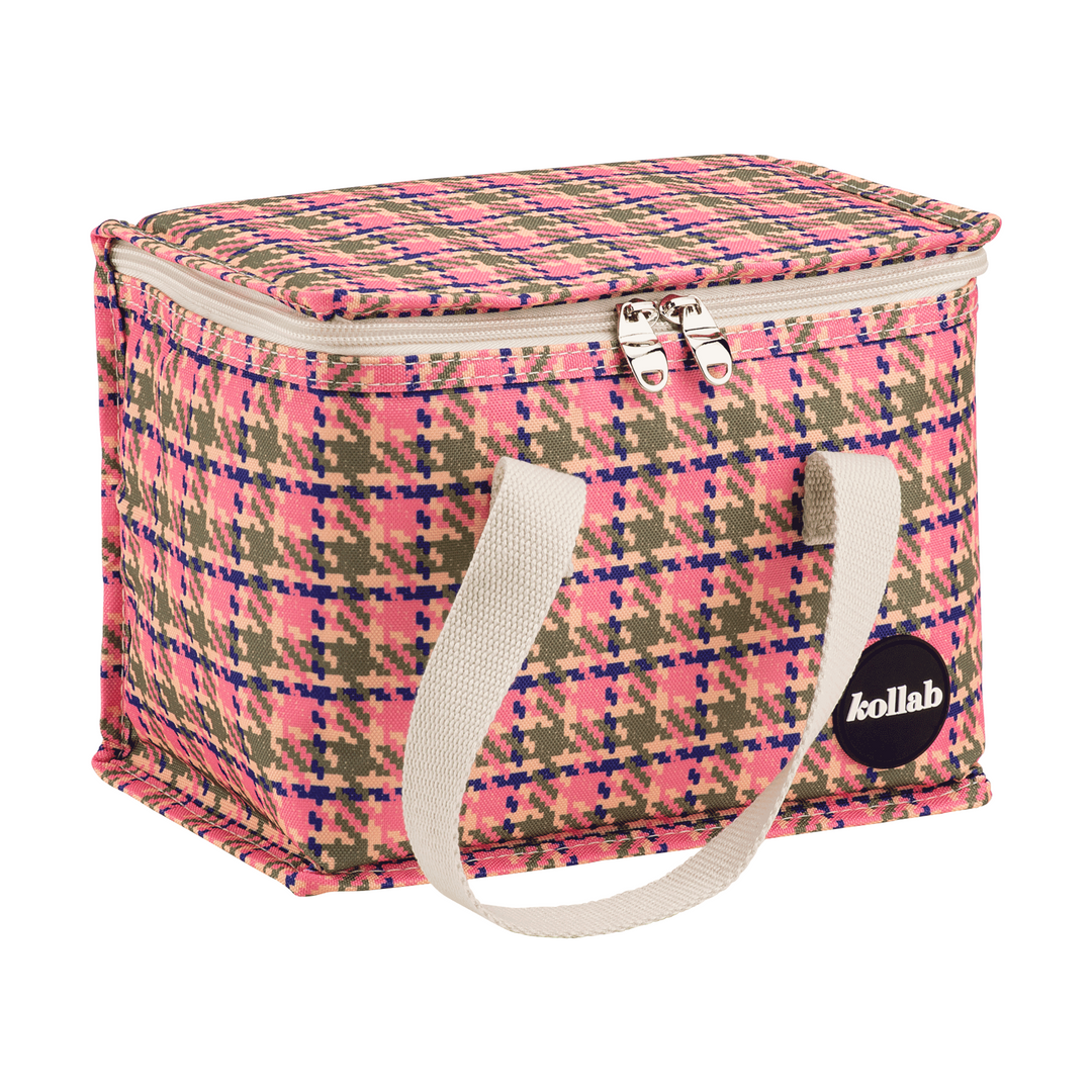 Kollab Holiday Lunch Box Pink Houndstooth | Merchants Homewares