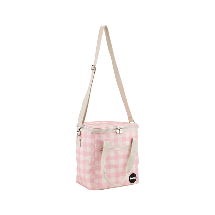 Kollab Holiday Mini Cooler Candy Pink Check With Strap | Merchants Homewares