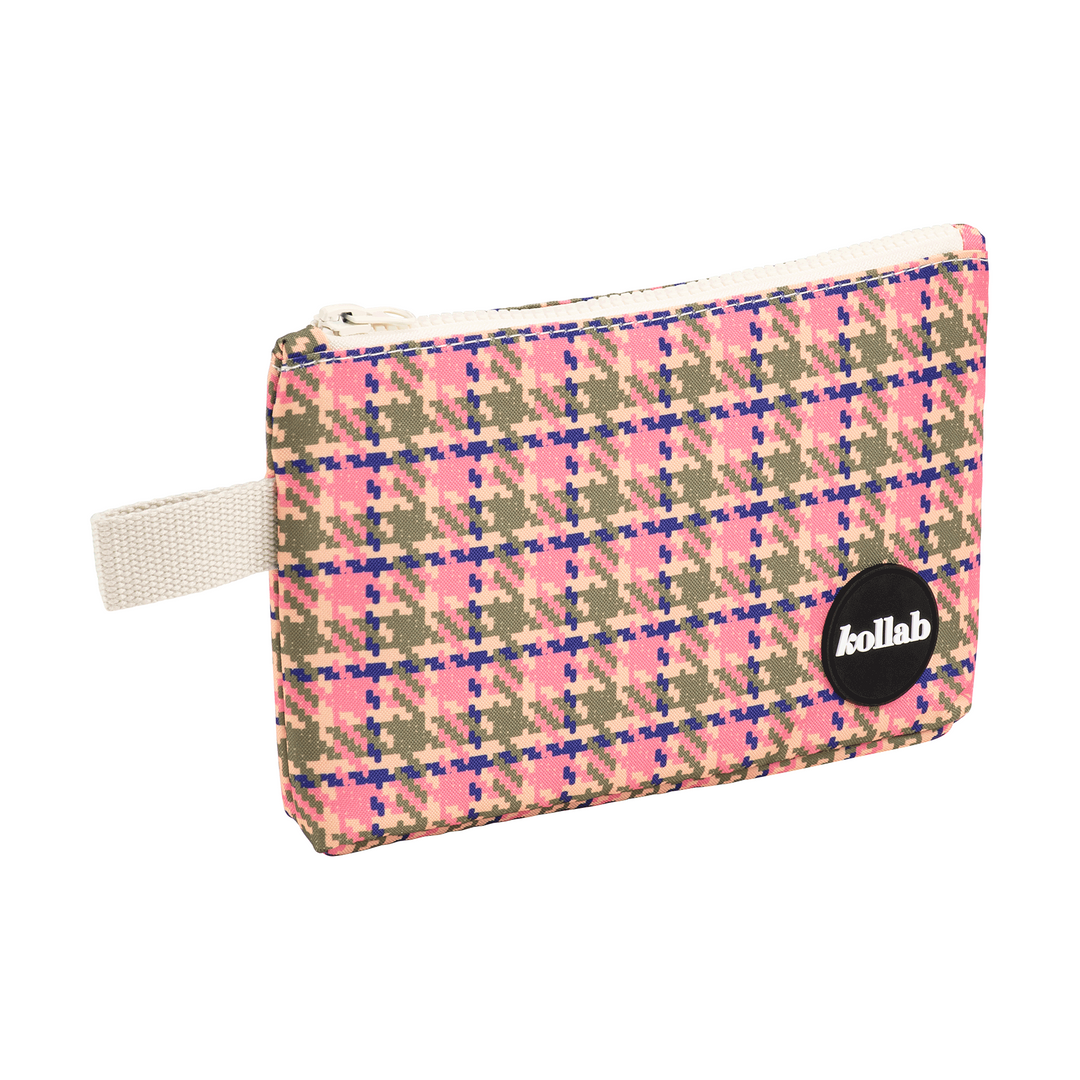 Kollab Holiday Mini Pouch Pink Houndstooth | Merchants Homewares