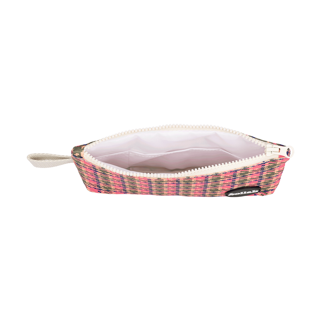 Kollab Holiday Mini Pouch Pink Houndstooth Open | Merchants Homewares