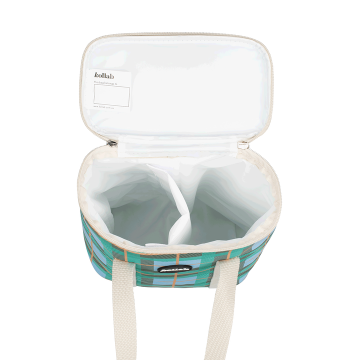 Kollab Holiday Wine Cooler Ocean Check Open | Merchants Homewares