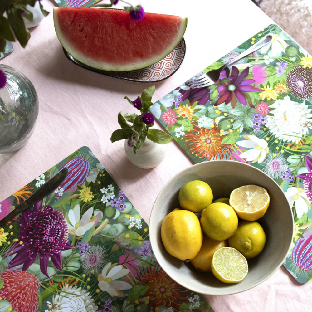 La La Land Set of 4 Placemats Bush Blooms Lifestyle | Merchants Homewares