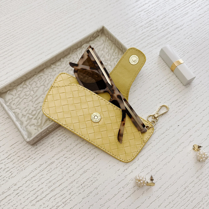 Louenhide Skittle Sunglass Case Woven Butter Yellow Lifestyle | Merchants Homewares