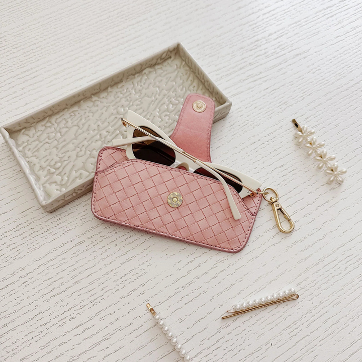 Louenhide Skittle Sunglass Case Woven Pastel Pink Lifestyle | Merchants Homewares