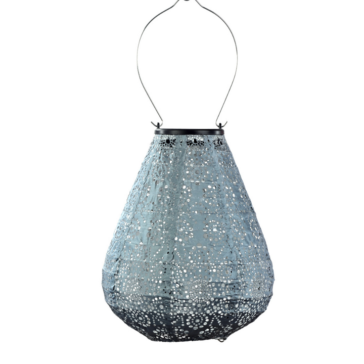 Lumiz Fiore Tulip 20cm Grey Blue Solar Lantern | Merchants Homewares