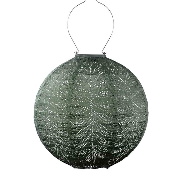 Lumiz Folia Round 30cm Sage Green Solar Lantern | Merchants Homewares